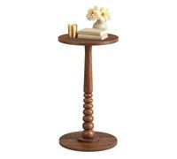 VASAGLE Round Side Table, Rubber Wood Leg, Accent Nightstand | Small Drink End Table for Small Spaces, Transitional, Chestnut Brown, MARIEL Collection LET293KX01