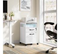 VASAGLE Secure Mobile Office Storage Lockable Drawers Steel Frame in White VASAGLE White