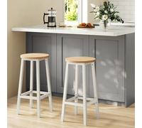 VASAGLE Set of 2 Kitchen Bar Stools with Footrest & Metal Frame in Natural VASAGLE Natural