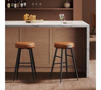 VASAGLE Set of 2 Mid Century Bar Stools with Stitched Upholstery in Brown VASAGLE Brown