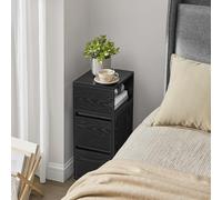 VASAGLE Set of 2 Slim Narrow Bedside Tables Drawers Open Compartment in Black VASAGLE Black