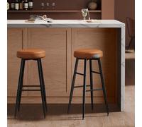 VASAGLE Set of 2 Tall Bar Stools with Stitched Seats Easy Assembly in Brown VASAGLE Brown