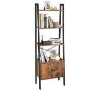 VASAGLE Shelf Ladder Bookcase Storage Shelf with Cupboard 4 Tiers Stable Stee...