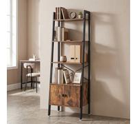 Vasagle Shelf Ladder, Bookcase, Storage Shelf With Cupboard, 4 Tiers, Stable Steel Frame, 56 X 34 X 173 Cm