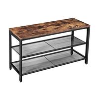 VASAGLE Shoe Bench, 80 x 30 x 44.5 cm, 2 Tier Mesh Shoe Cabinet, Shoe Storage, Hallway, Metal, Industrial Style, Rustic Brown and Black LBS74X
