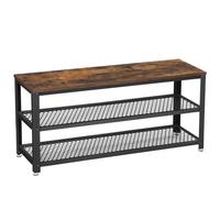 VASAGLE Shoe Bench, Shoe Rack with 2 Shelves, Shoe Organiser, 100 x 30 x 45 cm, Entryway Living Room Hallway, Steel Structure, Industrial Style,