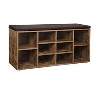 VASAGLE Shoe Bench, Shoe Shelf, Shoe Rack, Storage Cabinet, 10 Compartments, with Cushion, for Entryway, 104 x 30 x 48 cm, Rustic Brown LHS10BX