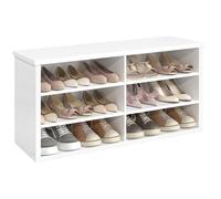 VASAGLE Shoe Bench, Storage Bench, 6 Compartments, Adjustable Shelves, for Living Room, Hallway, 29.5 x 100 x 50 cm, Cloud White LSB036W01