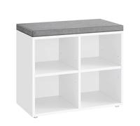 VASAGLE Shoe Bench, Storage Bench with Padded Seat, with Cushion, 4 Compartments, Adjustable Shelves, for Living Room, Hallway, 30.5 x 59.6 x 48 cm, Cloud White and Dove Grey LHS234W02