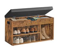 VASAGLE Shoe Bench with Cushion, 3 Compartments, Rustic Brown