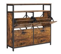 VASAGLE Shoe Cabinet, Hallway Shoe Box with 4 Rocker Doors, Narrow Shoe Stora...