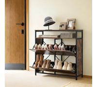 Industrial Shoe Cabinet with Ample Storage and Open Shelf