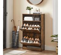 VASAGLE Shoe Cabinet with 2 Flaps & Open Top Shelf in Brown VASAGLE Brown