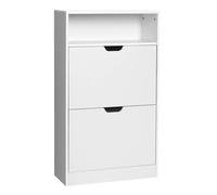 Shoe Cabinet with 2 Flaps, White / 3 Tier (24 x 60 x 102 cm)
