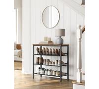 Vasagle Shoe Rack, 4-Tier Shoe Storage With Shelves And Large Top, Adjustable Mesh Shelves,rustic Brown And Ink Black
