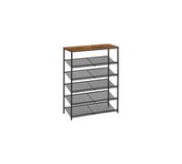 VASAGLE Shoe Rack for Entryway, 6-Tier Shoe Rack Organizer with Storage Shelves and Spacious Top, Freestanding, Adjustable, Industrial, Rustic Brown
