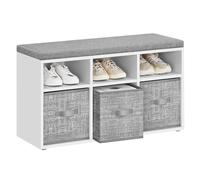 VASAGLE Shoe Storage Bench with Cushion, 6 Compartments and 3 Adjustable Shelves, Hallway Bench with 3 Storage Boxes, for Bedroom, Closet, Living Room, Cloud White CUSTOS Collection LSB101W01