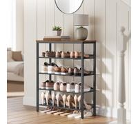 VASAGLE Shoe Storage Rack Adjustable Mesh Shelves Industrial Steel Design in Brown VASAGLE Brown