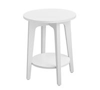 VASAGLE Side Table, 2-Tier Small Round End Table | Nightstand with Tapered Legs, Curved Transitions, for Small Spaces, Living Room, Bedroom, White, MAEZO Collection LET283T14