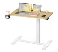 VASAGLE Side Table Overbed Table with Wheels Small Standing Desk 80 x 45 cm