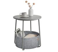 VASAGLE Side Table, Round End Table with Fabric Basket | Contemporary Style, for Living Room Bedroom, Dove Grey and Slate Grey, LILEA Collection LET223GD01