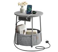 VASAGLE Side Table, Round End Table with Fabric Basket | Contemporary Style, for Living Room Bedroom, Dove Grey and Slate Grey, LILEA Collection LET228G03