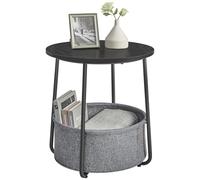 VASAGLE Side Table, Round End Table with Fabric Basket | Contemporary Style, for Living Room Bedroom, Ebony Black and Slate Grey, LILEA Collection LET223B01