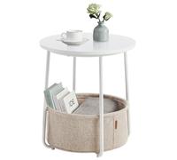 Side Table, Round End Table with Fabric Basket, Spacious, for Living