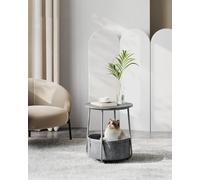 Vasagle Side Table, Round End Table With Fabric Basket, For Living Room Bedroom, Modern Style, Dove Grey And Slate Grey