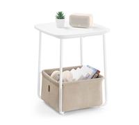Vasagle Side Table Square with Storage Basket White/Camel
