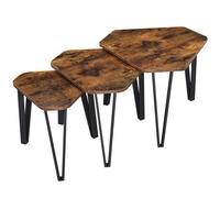 Vasagle Side Tables Hexagon Rustic Brown/Black Set of 3