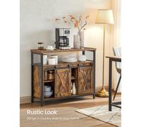 VASAGLE Sideboard Kitchen Cabinet 2 Sliding Barn Doors Adjustable Shelves in Brown VASAGLE Brown