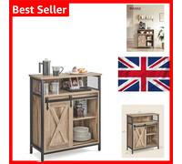 Buffet Cabinet, Sideboard with Open Compartment, Sliding Barn Door, 30 x 70 x 80 cm, Brown and Black
