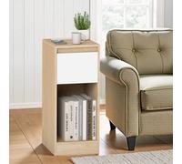 Vasagle Slim Bedside Table With Charging Station And Led Light, Narrow Side End Table, Usb Ports