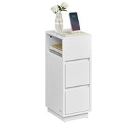 Slim Bedside Table with 2 Drawers, Cloud White / 1