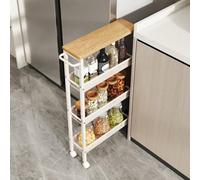 Vasagle Slim Kitchen Shelf With Wheels, 4-Tier Storage Cart, Steel Frame, Handle, For Bathroom, Office