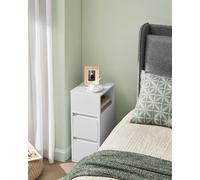 VASAGLE Slim Narrow Bedside Table Drawers Flexible Open Compartment Small in White VASAGLE White