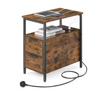 VASAGLE Slim Side Table - Charging Station, 2 Drawers