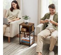 VASAGLE Slim Side Table Charging Station Narrow 2 AC USB Outlets Bedside in Brown VASAGLE Brown