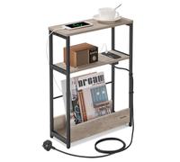 VASAGLE Slim Side Table with Charging Station