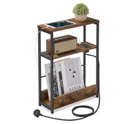 VASAGLE Slim Side Table with Charging Station,
