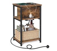 Vasagle Slim Side Table With Charging Station, Narrow Bedside 2 Ac Outlets 2 Usb 30 X 34 X 58 Cm, For Living Room, Bedroom