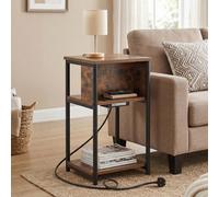 Vasagle Slim Side Table With Charging Station, Narrow Bedside Table With 2 Ac Outlets 2 Usb Outlets, 30 X 34 X 58 Cm
