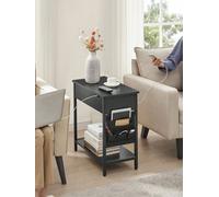 Vasagle Slim Side Table With Charging Station, Narrow Bedside Table With Storage, End Table With Usb Ports, Outlets, Fabric Bags