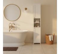 Vasagle Slim Storage Cabinet With Adjustable Shelves, Tall Freestanding Bathroom Organizer, Modern, For Small Spaces, White