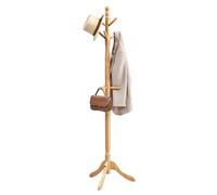 VASAGLE Solid Wood Coat Rack and Stand, Free Standing Hall Coat Tree with 10 Hooks for Hats, Bags, Purses, for Entryway, Hallway, Rubberwood, Natural Beige URCR003Y01