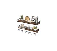 VASAGLE Spice Racks, Set of 2, Floating Shelves with Guard Rails, Wall Shelves, Storage on the Wall, for Kitchen, Bedroom, Living Room, 60 cm Wide,