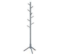 VASAGLE Standing Coat Rack, Tree-Shaped Solid Wood Coat Rack, with 8 Hooks, 3 Height Options, for Clothes, Hats, Bags, for Living Room, Bedroom, Home Office, Grey RCR04GY
