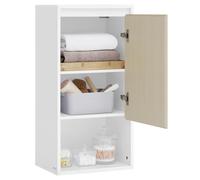 Vasagle Storage Cabinet 1 Door Light Oak Effect/White Short