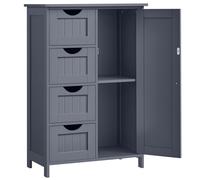 Vasagle Storage Cabinet 4 Drawers Panelled Door Grey